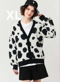 【XL】graniph クルエラ/ウォッシャブルジャカードカーディガン