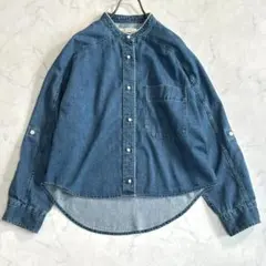 美品♪ブランバスク パール風ボタン デニムシャツ インディゴ サイズ38 pn5