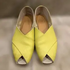 【匿名発送】recipe イエロー　オープントゥフラットシューズ　24cm