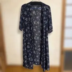 シフォンロングカーディガン 五分袖 ネイビーのサムネイル