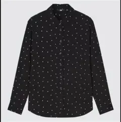 【UNIQLO】 黒ドット柄長袖シャツM