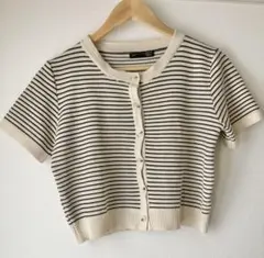 【新品】SHEIN ボーダー ストライプ　カーディガン　トップス　半袖