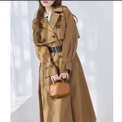 one after anotherオリジナルロゴ入り配色トレンチコートキャメル