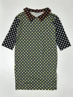 Marimekko ドット柄　イエロー/オレンジ/ ブラック　七分袖ワンピース