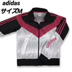 adidas アディダス　ジャージ ブラック ピンク　ウィンドウブレーカー　M