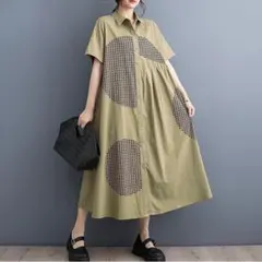 【大きいサイズ】 レディース 　ワンピースロング　春夏 秋 新品 半袖　シャツ