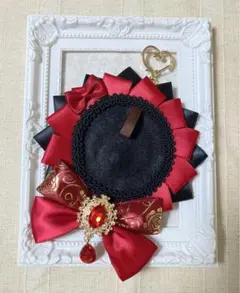【ハンドメイド】ロゼット　痛ロゼット　赤×黒　シンプル