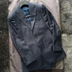 BEAMS F ビジネススーツ ストライプ 紺 ネイビー 42 スーパー100S