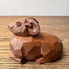 木彫り 木製 ネズミの彫刻 小型 レトロ - メルカリ