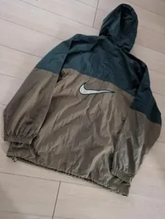 【90s】NIKE ハーフジップ アノラック L アースカラー 背面デカロゴのサムネイル