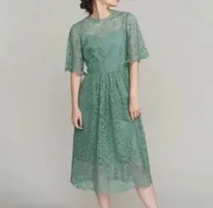 【美品 】BEAUTY&YOUTH レースロングワンピース グリーン ドレス