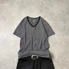 00s アーカイブ 短丈 ボーダー VネックTシャツ グランジ cboy Y2K