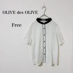 オリーブデオリーブ◇ドット柄 フレア袖 ブラウス スタンドカラー ビジューボタンのサムネイル