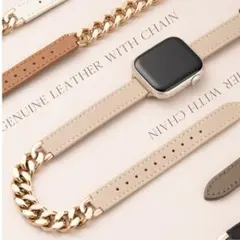 Apple Watchバンド series10用ベージュ×シルバー