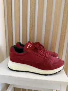 極美品】PRADA プラダ ナイロン スエード スニーカー ネイビー UK8 
