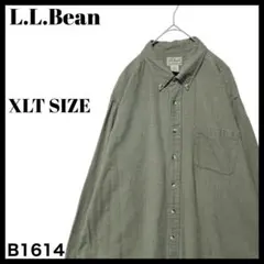 古着 エルエルビーン 千鳥格子柄 長袖ボタンダウンシャツ 緑 トールサイズ XL