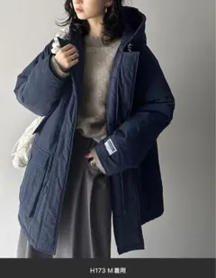 【新品】Java / フード付き オーバーサイズ ブルゾン　ネイビー　暖かい