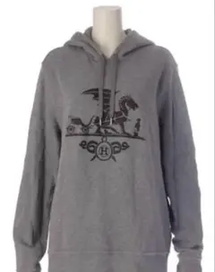 エルメス 19AW エクスリブリス ドラゴン スウェット パーカー グレー L 