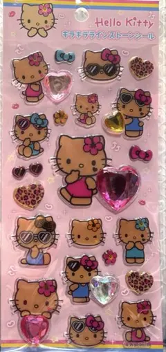 キラキララインストーンシール　日焼けキティー