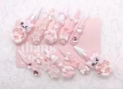 現品 ネイルチップ 量産型 ガーリー 平成女児 ピンク スーパーロング ねこ