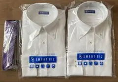 2セット 形態安定 長袖ワイシャツ ネクタイ　M