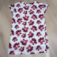 花柄 半袖 ワンピース ホワイト/パープルのサムネイル