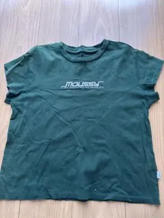 MOUSSY ダークグリーン ロゴTシャツ 半袖