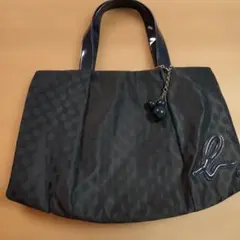 ハンドバッグ　ネイビー　ドットのサムネイル