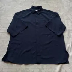 【美品】ZARA オーバーサイズ 比翼 半袖シャツ ネイビー Lサイズのサムネイル