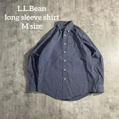 L.L.Bean 長袖チェックシャツ ボタンダウン コットン M ネイビー 古着のサムネイル