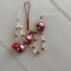 ハローキティ ご当地限定ストラップ！青森りんご娘3個セット