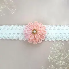 つまみ細工のベビーヘアバンド　赤ちゃん髪飾り　お宮参り　お食い初め　100日祝い