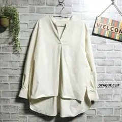 オーペクドットクリップ スキッパーシャツ タックスリーブ 大人可愛い ゆったり