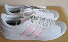 adidas VLコートベース W ホワイト ピンク ID3717 28cmのサムネイル