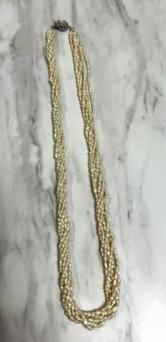 天然石　パール7連ネックレス　2㎜　SILVER刻印