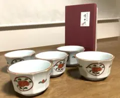 高級美術　有田焼　赤絵　八角鉢　小鉢　5客セット　箱付き