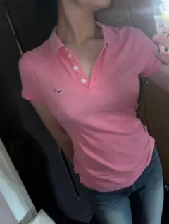 Hollister 半袖 ポロシャツ ピンクのサムネイル