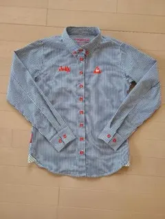 ルコックLe Coq Sportif青白ストライプ襟付き長袖シャツ