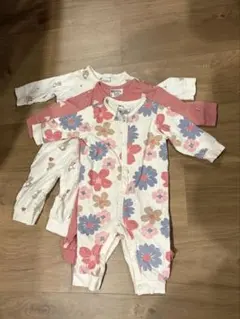 H&M 花柄・ハート柄・くま柄ロンパース 3点セット 62（2-4M）