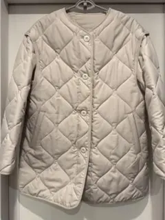 GU アイボリー ホワイト系 2wayキルティングジャケットベスト