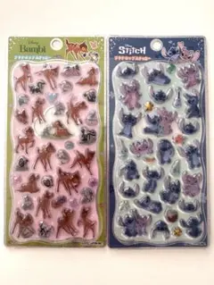 プチドロップステッカー☆ディズニー　バンビ　スティッチ　２種セット