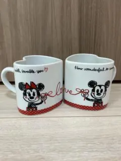 ミッキー ミニー ハート型マグカップ ペアセット　ディズニー
