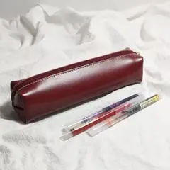 レザーペンケース｜ボルドー シンプル 上品 スリムポーチ