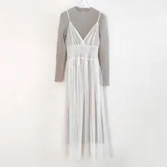 【And Couture】チュールキャミレイヤードニットワンピース