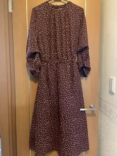 袖2way ワインレッド　柄 ロングワンピース イッツデモ