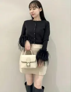 snidel スリーブファーカーディガン