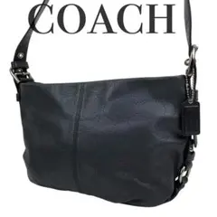 COACH ショルダーバッグ 肩掛け パンチング ブラック レザー F17104