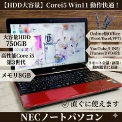 NEC Win11/Corei5/HDD1TB/8GB/カメラ/WiFi - メルカリ