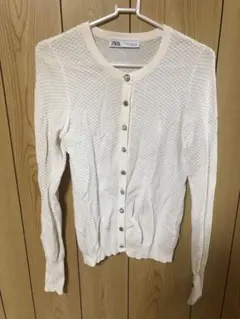 ZARA ホワイト 長袖カーディガン