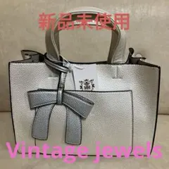 Vintage jewels新品未使用 シルバー リボン付き ハンドバッグ可愛い